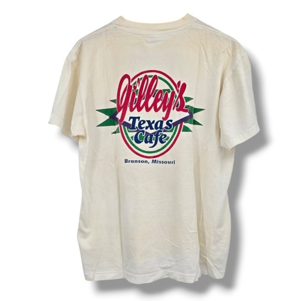 Vintage Gilley's Texas Cafe Branson Missouri‎ Graphic T Shirt Cream Unisex XL